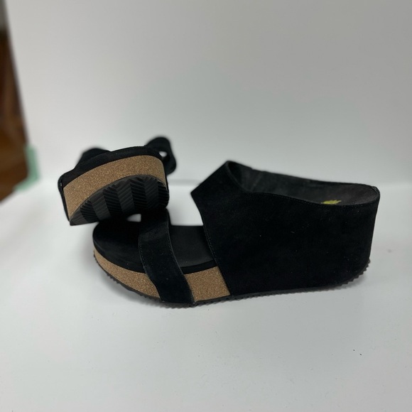 Volatile Black Suede Wedge Mules - Picture 1 of 2